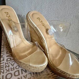 DiJiGirls Clear Strap Espadrille Wedge Sandals | 8 | Gently Worn